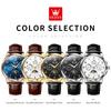 OLEVS 6698 Leder Arabische Ziffern OEM-Logo Multifunktional Mondphase Automatische Mechanische Uhr für Herren