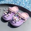 New girls' cartoon Kuromi two-tone versatile clogs with soft soles, non-slip closed-toe sandals