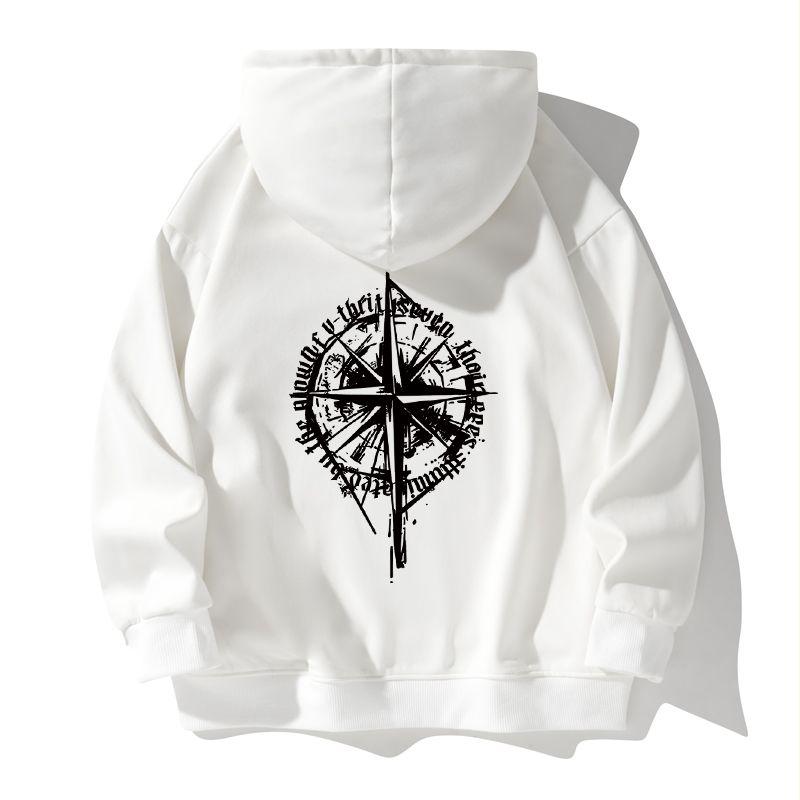 Женский свитшот с капюшоном с принтом, американский стиль, свободный, большой карман, женский худи на шнурке, женский уличный повседневный модный пуловер XL белый