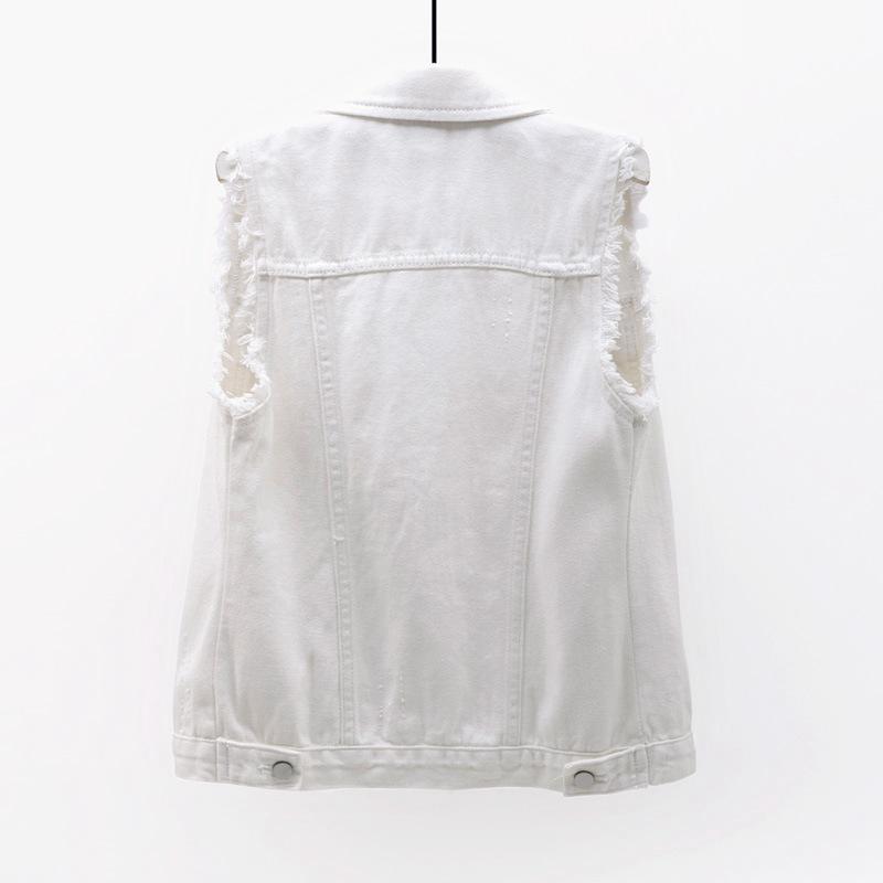 Damen Kurze Ärmellose Slim Denim Weste - Einfarbige Weste Strickjacke