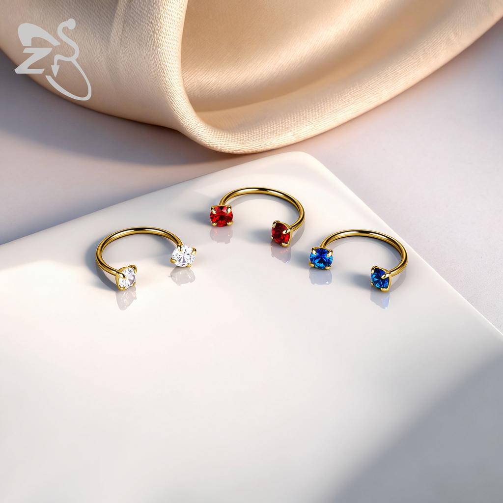 ZS 1 Stück 20G G23 Titanstahl Hufeisen Nasenring Damen Herren Farbiger CZ Kristall Nasenpiercing Ohr Helix Tragus Lippenpiercings