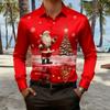 2026 Nieuw Kerstshirt voor Mannen - Lange Mouw, Knopen, Casual Outdoor Kleding, Geschikt voor Regenachtig en Zonnig Weer, 3D Print