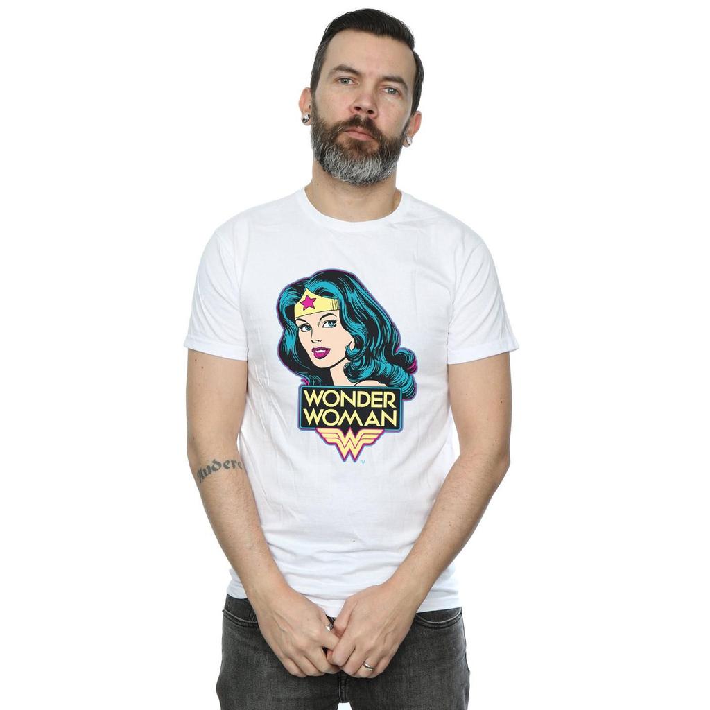 Wonder Woman Mens Head Cotton T-Shirt