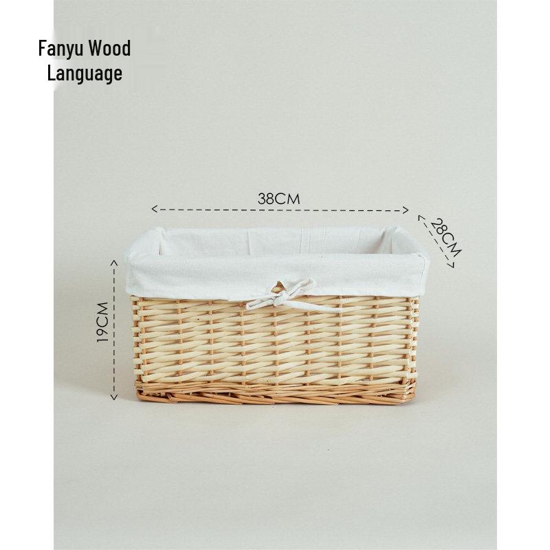 Woven Bamboo Fabric Storage Basket for Snacks and Sundries