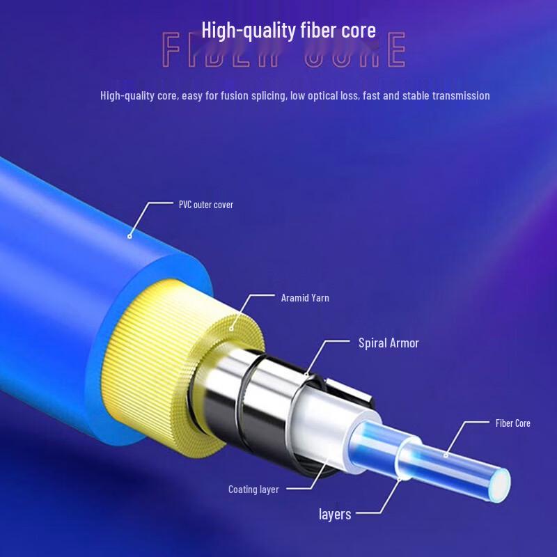 Jushan Armored LC-SC Single Mode Dual Core Fiber Optic Patch Cord