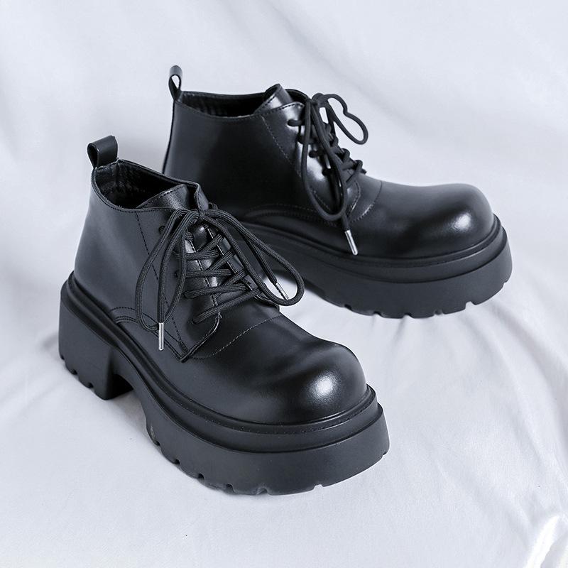 Stivali Martin da uomo autunno e inverno, scarpe alte in pelle con plateau medio, stivali bassi con lavorazione a locomotiva britannica 18955-R