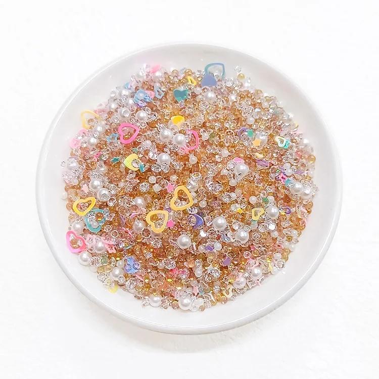 50g/Beutel Gemischte Harz Glitzernde Lochlose Perlen 2mm-7mm Strasssteine Schillernde Perlmuttfarbene Creme Imitation Blase Bastelzubehör