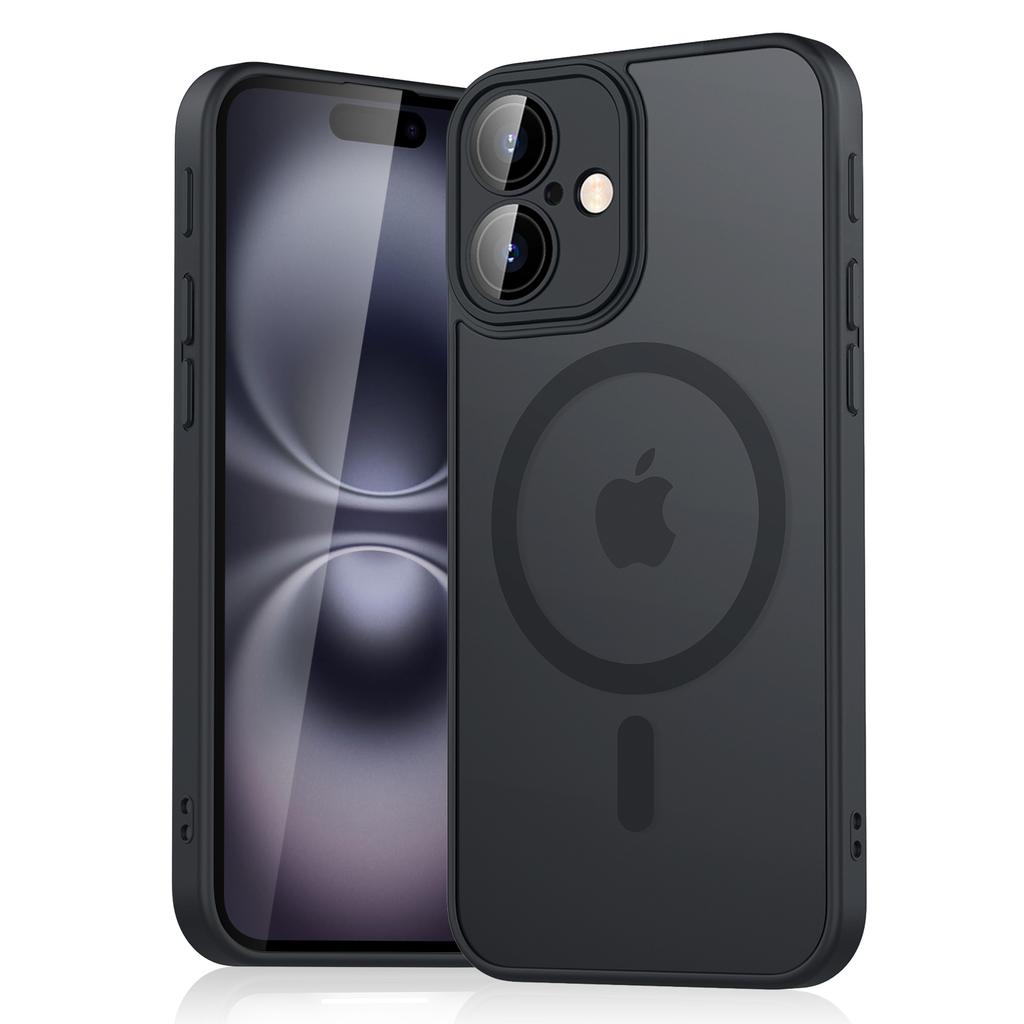 Custodia blindata magnetica opaca traslucida di lusso antiurto per iPhone 11 12 13 14 15 16 Per cover di ricarica wireless Magsafe