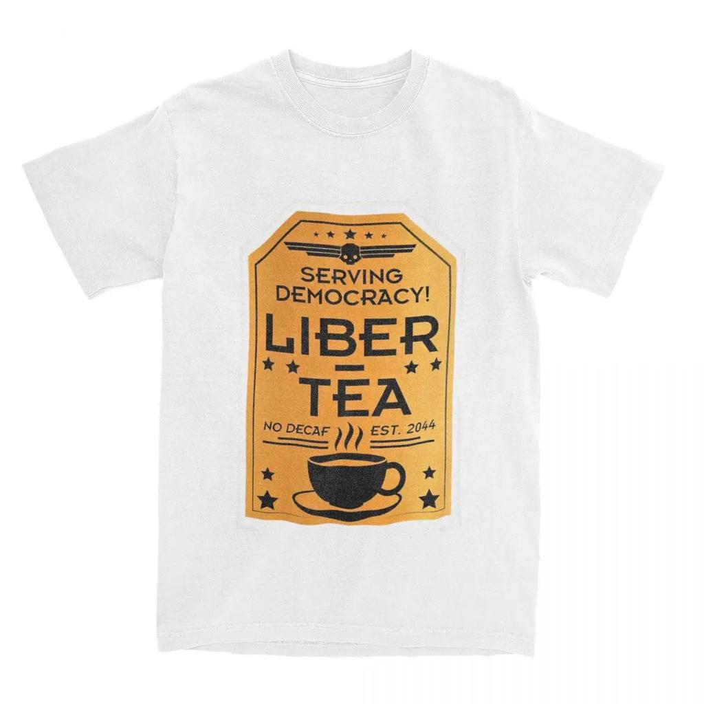Helldivers 2 Liber Tea T Shirt Apparel Men Women Cotton Awesome Cup of Liber-Tea Tees Short Sleeve Clothing Graphic Printed
