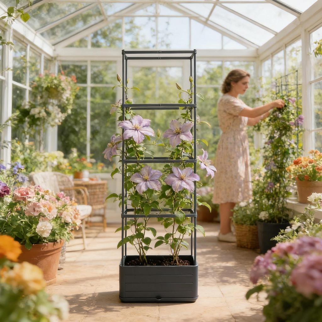 Garden Plant Cultivation Tower Vertical Growing Container Rectangular Climbing Vine Planting Box Tomato Cage With Trellis