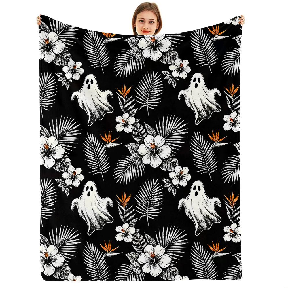 Trippy Swirl Skull Soft Flannel Blanket Breathable Warm Throw for Office Car Sofa Kids Room Birthday Xmas Gift