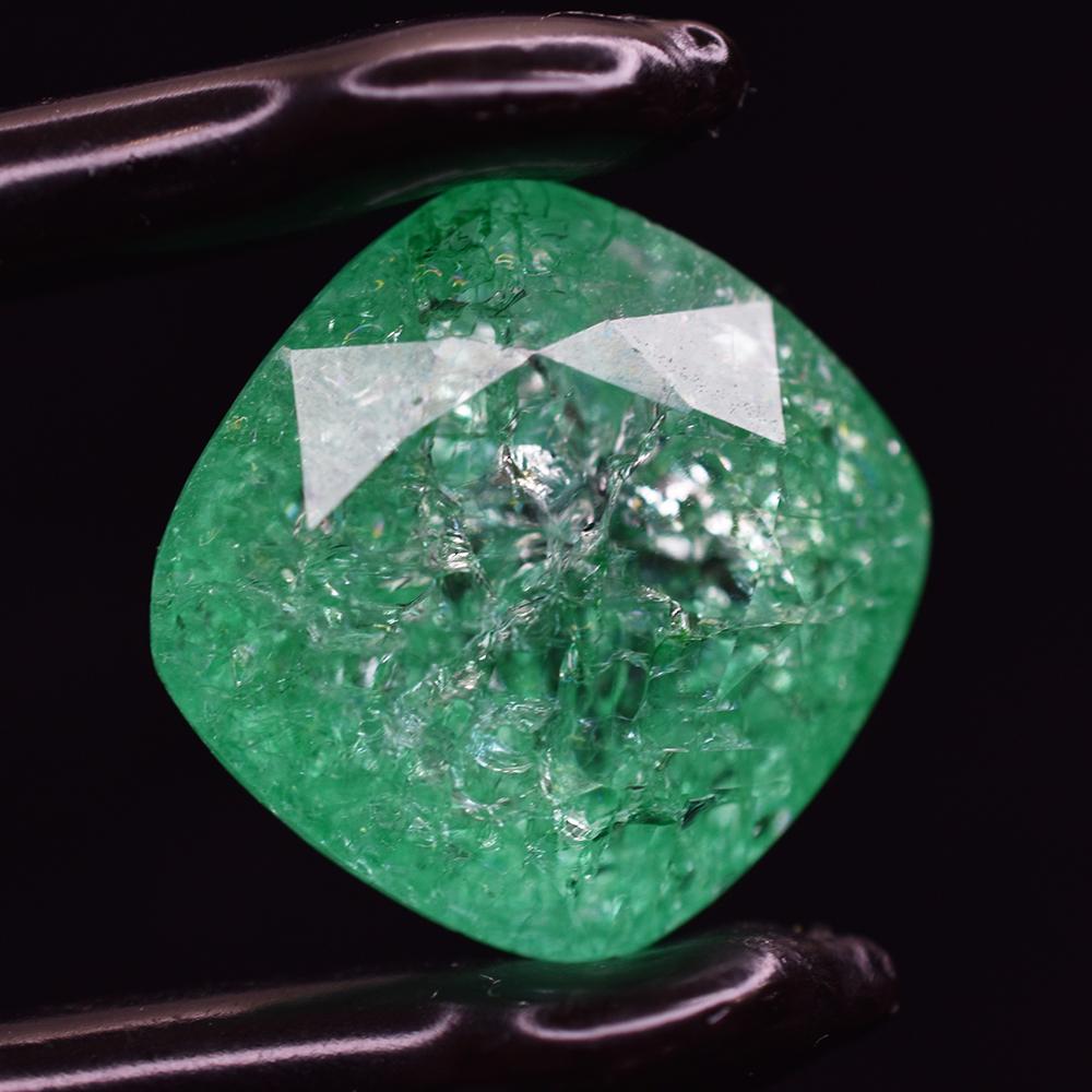 Natural Square Cushion Colombian Green Emerald 28.20 Ct Certified Gemstone