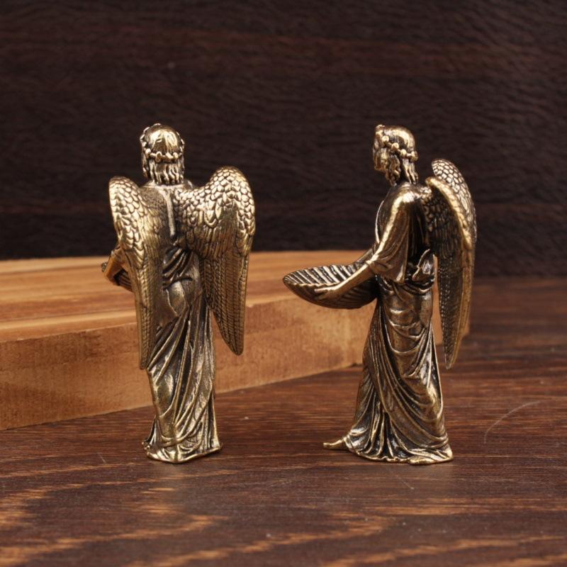 Brass Angel Statue Figurines, Desktop Decorations, Creative Crafts, Small Bronze Ornaments For Home Decor