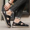 Men's Leather Sandals Durable Handmade Stitching Shoes Close Toe Non Slip Shoes For Indoor Outdoor Beach