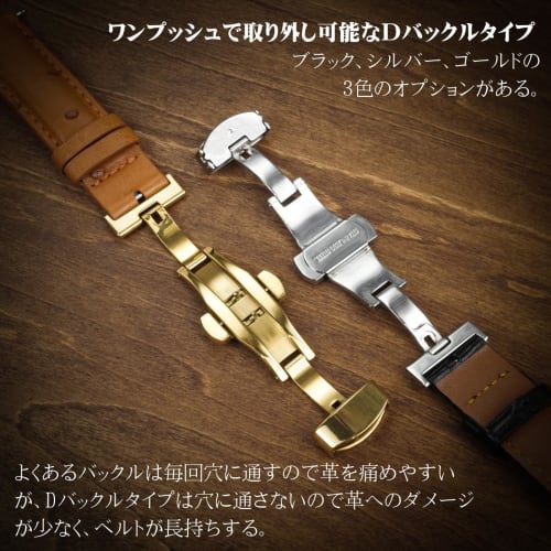 Vinacreations 22mm Black Crocodile Watch Strap with D-Buckle, Men's Alligator Replacement Watch Band with Quick Release Spring Bars, Gold Wrist Strap,