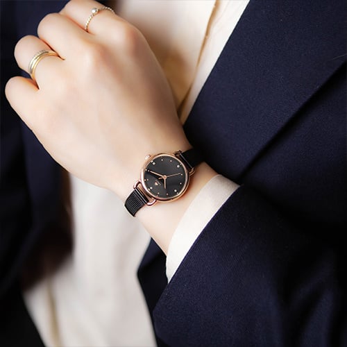 [LANZZ] LANZZ Women s Metal Watch Black LA-1280 none