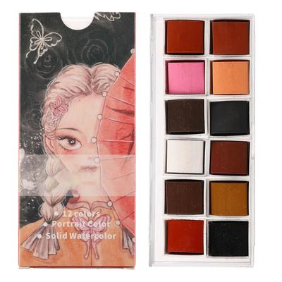 Aquarellfarben-Set mit 12 Farben, sicher, ungiftig, einfache Farbmischung, hochtransparente Wasserfarben