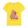 Cute Capybara And Cake Happy Cappy Birthday Kids TShirt Print Girls Clothes Child Tshirt White Short Sleeve Tee 112 Year