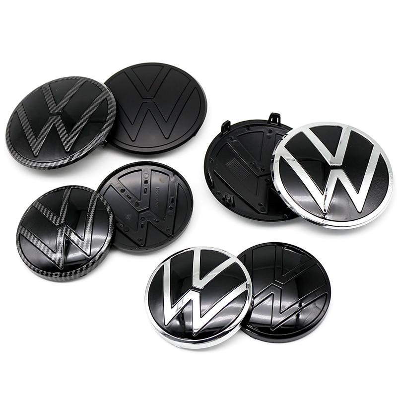FD06-Valve Stems Caps For Volkswagen Polo 2019 2020 2021 2022 2023 2024 1Pc 139mm 110mm Car Logo Front Bonnet Hood Rear Trunk Emblem