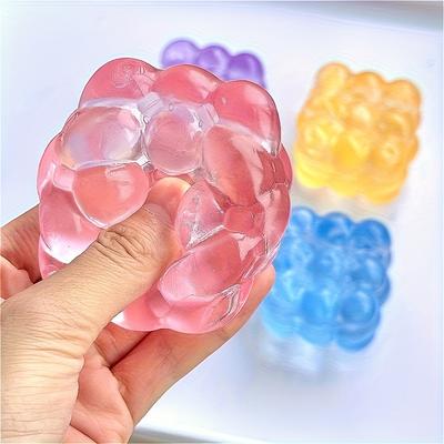 Grape Squishy Toy for Kids, TPR Stress Ball for Fine Motor Skills, BirthdayChristmasEaster Halloween Gift, Soft Pink Purple Blue