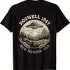 Men Roswell 1947 Alien UFO Graphic T-Shirt Vintage Retro Sci-Fi Design with New Mexico USA Text Black Short SleeveCasual Tee2026