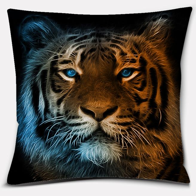 Tiger und Löwe Tierdruck Muster Kissenbezug für Zuhause Wohnzimmer Sofa Büro Autodekoration quadratisches Wurfkissen Kissenbezug