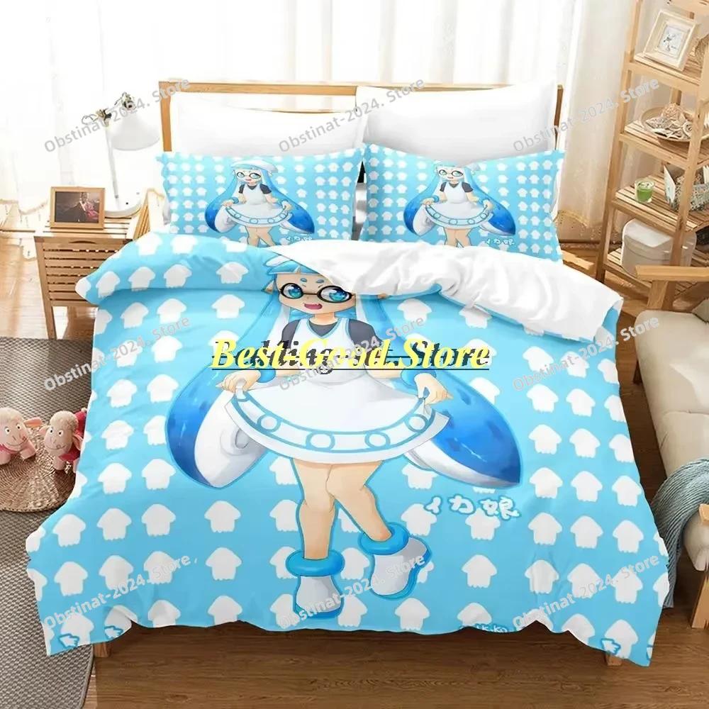 Splatoon 3 Inkling Kałamarnica Zestaw Pościeli Pojedynczy Bliźniak Pełny Queen King Size Zestaw do Łóżka Aldult Kid Sypialnia Zestawy Poszwy na Kołdrę Zestaw Prześcieradła