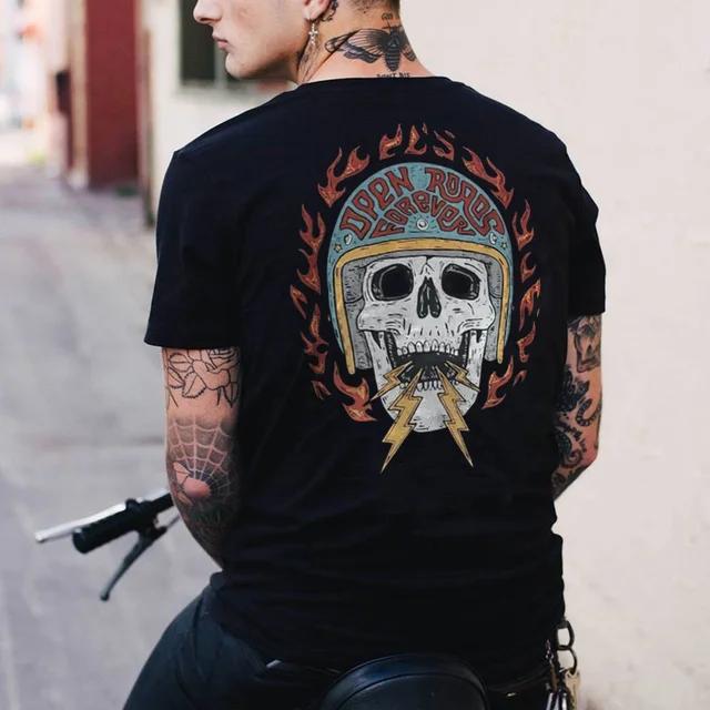 Creative Punk Skulls Men Tshirts Summer Hip-hop Gothic Short-sleev Tops Fashion Heavy Metal Rock Clothes Ropa Hombre Camisetas