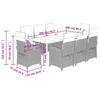 VidaXL 9-Piece Garden Dining Set with Cushions, Table and Chairs with Adjustable Backrest, Outdoor Patio Furniture 3212408