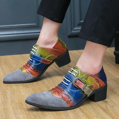 Mocassins para Homens Bico Fino Cores Misturadas Slip-On Salto Alto Grosso Festa Moda Sapatos Masculinos Feitos à Mão Tamanho 38-46