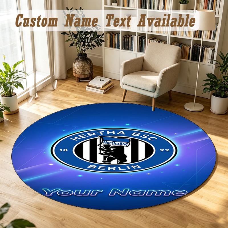 Round Rug Custom Namehertha bsc Pattern Non Slip Carpet Home Floor Decor