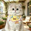 Pet Bib Adjustable Elastic Cord Cat Bandana with Cartoon Pattern Printed Breathable Cat Collar for Small to Medium Pets