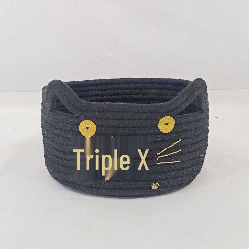 

Woven Cotton Rope Desktop Storage Basket for Snacks Top Diameter 20cm, Height 11cm чёрный