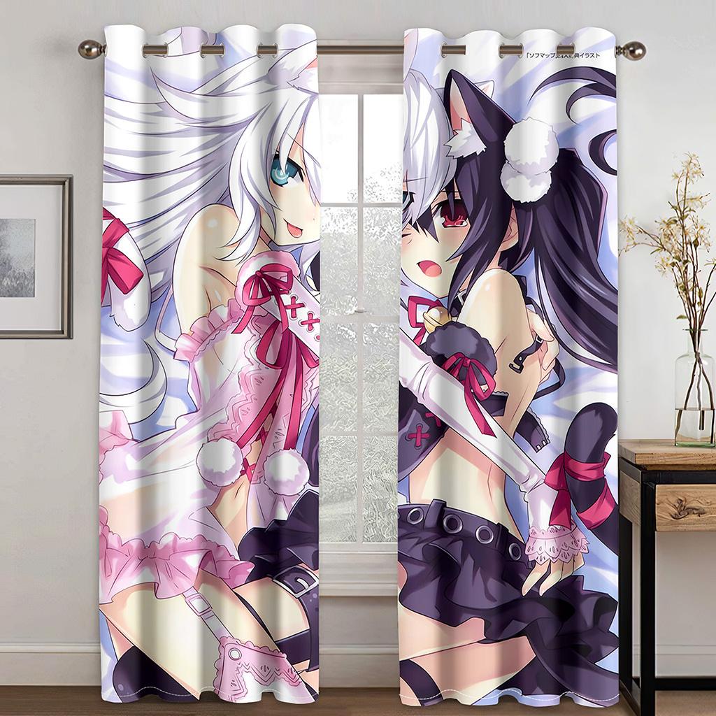 3D Anime Girls Silk Posters Japanese Cartoon Sexy Thin Curtains for Boys Living Room Bedroom Window Decor 2 Panels Free Shipping