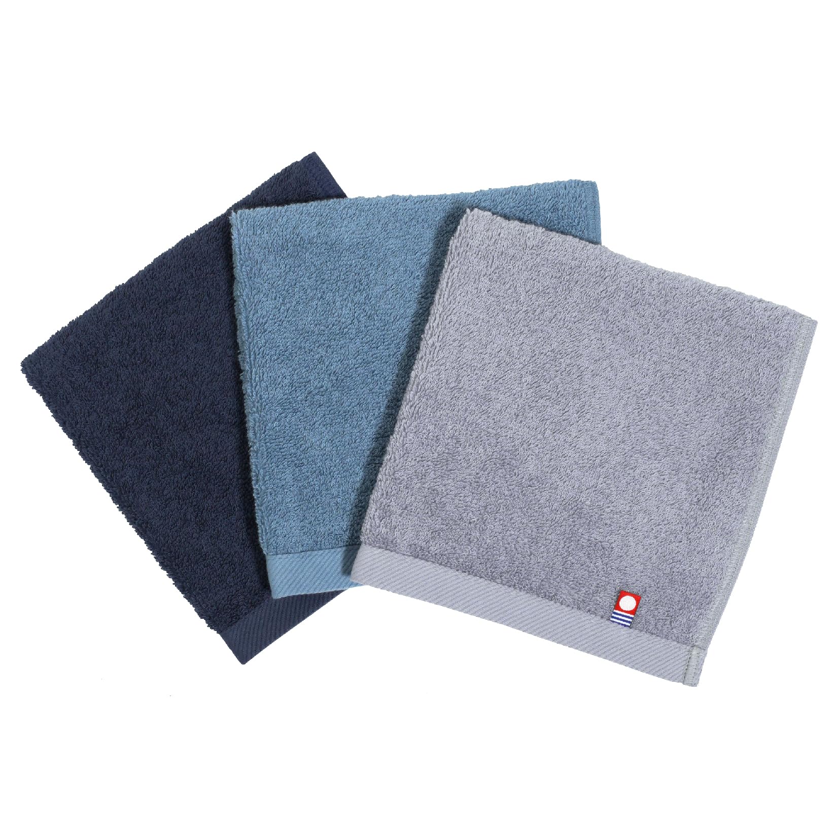 

Imabari Hand Set of Towel Sweat Smoky Navy Towels, 3, Large, Washcloths, Handkerchiefs, Towels, 33x35cm, Gray, Blue,