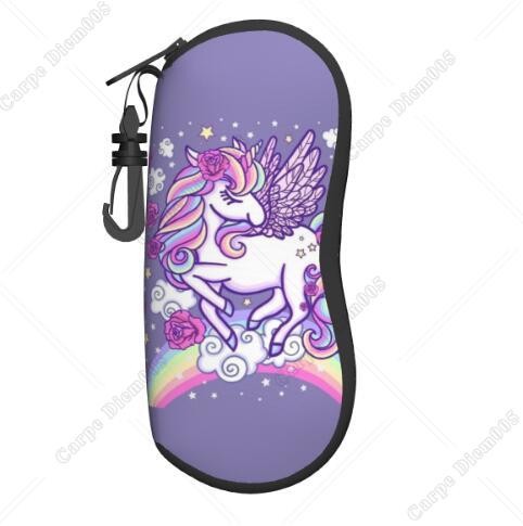 Unicorn Rainbow Cute Sunglass Case Soft Eyewear Accessories for Women Girl Outdoor Travel Glasses Case One Size Print
