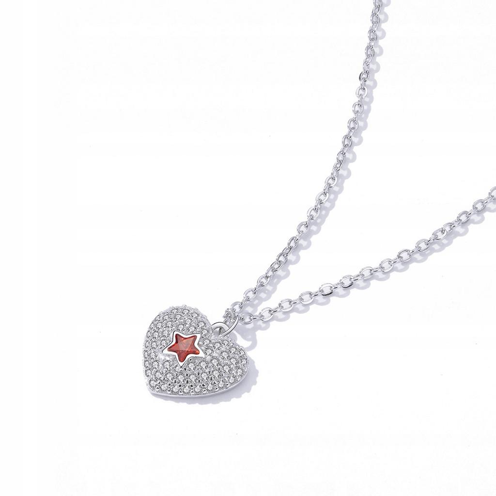 Chain Pr 925 Heart With Cubic Zirconia Crystal Heart Star