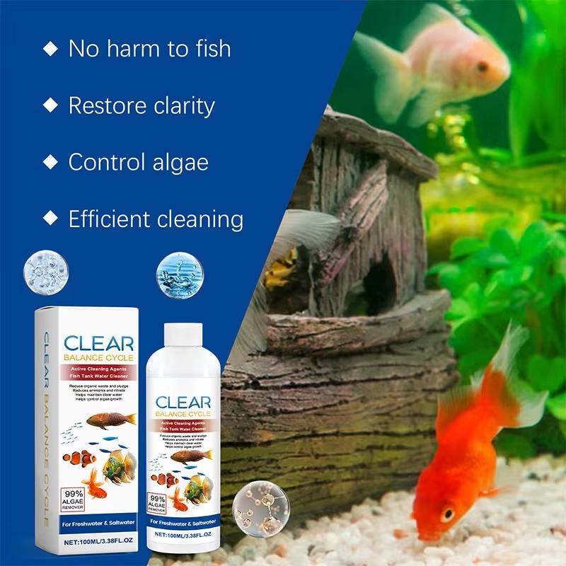 Limpiador Potente para Agua de Acuario 100ml Agente Clarificador de Agua de Acuario Para Limpiar Manchas/Lodos /Controlar el Crecimiento de Algas