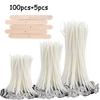 105pcs Waxed Cotton Candle Wicks Set With Stand Original Smokeless Candle Wicks Soy Oil Wax Core Woven Making Candles Supplies