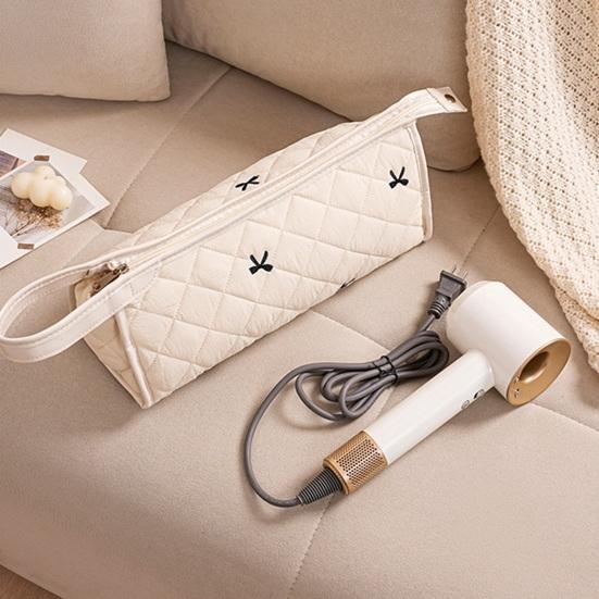 Gesteppte Reisetasche Tragbar Große Kapazität Reißverschluss Aufbewahrungstasche Haartrockner Styling-Tools Leicht Tragbar