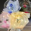 F26C Led Luminous Balloon Rose Bouquet Transparent Bobo Balloon DIY Craft Supplies for Valentine's Day Birthday Wedding Party