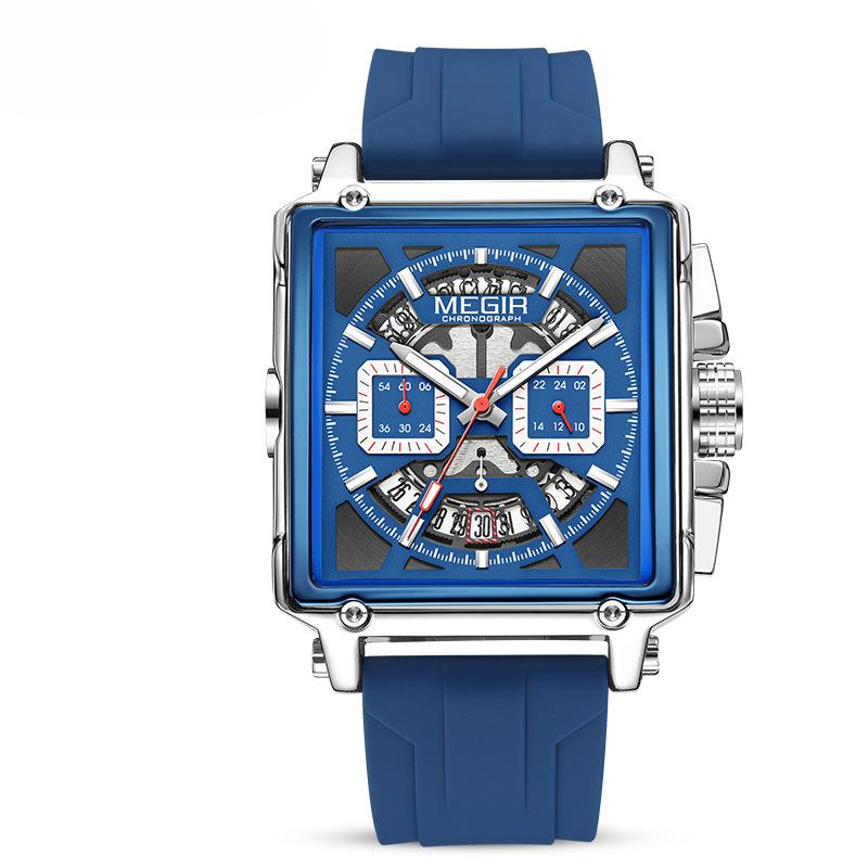 Men's Watch Fashion Square Waterproof Luminous Sports Quartz Watch Multifunctional Chronograph