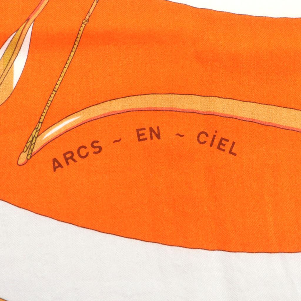Great HERMES Stall Arcs en Ciel Rainbow Orange Gray Multi cashmere Women Used