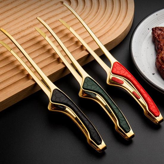 Köks-tång Rostfritt stål Matlagningstång Non-stick Gummispetsar för att klämma Skyddar händerna Köksredskap Matklämma Matlagningsaccessoar