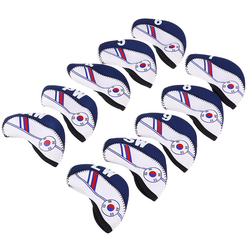 10Pcs/Set Golf Club Iron Head Cover Protector Neoprene Golf Protective Headcover