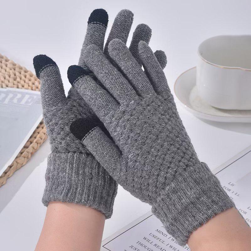 Pineapple Pattern Gloves Female Winter Cute Student Riding Warm Cold Thickened Winter Gloves Combination