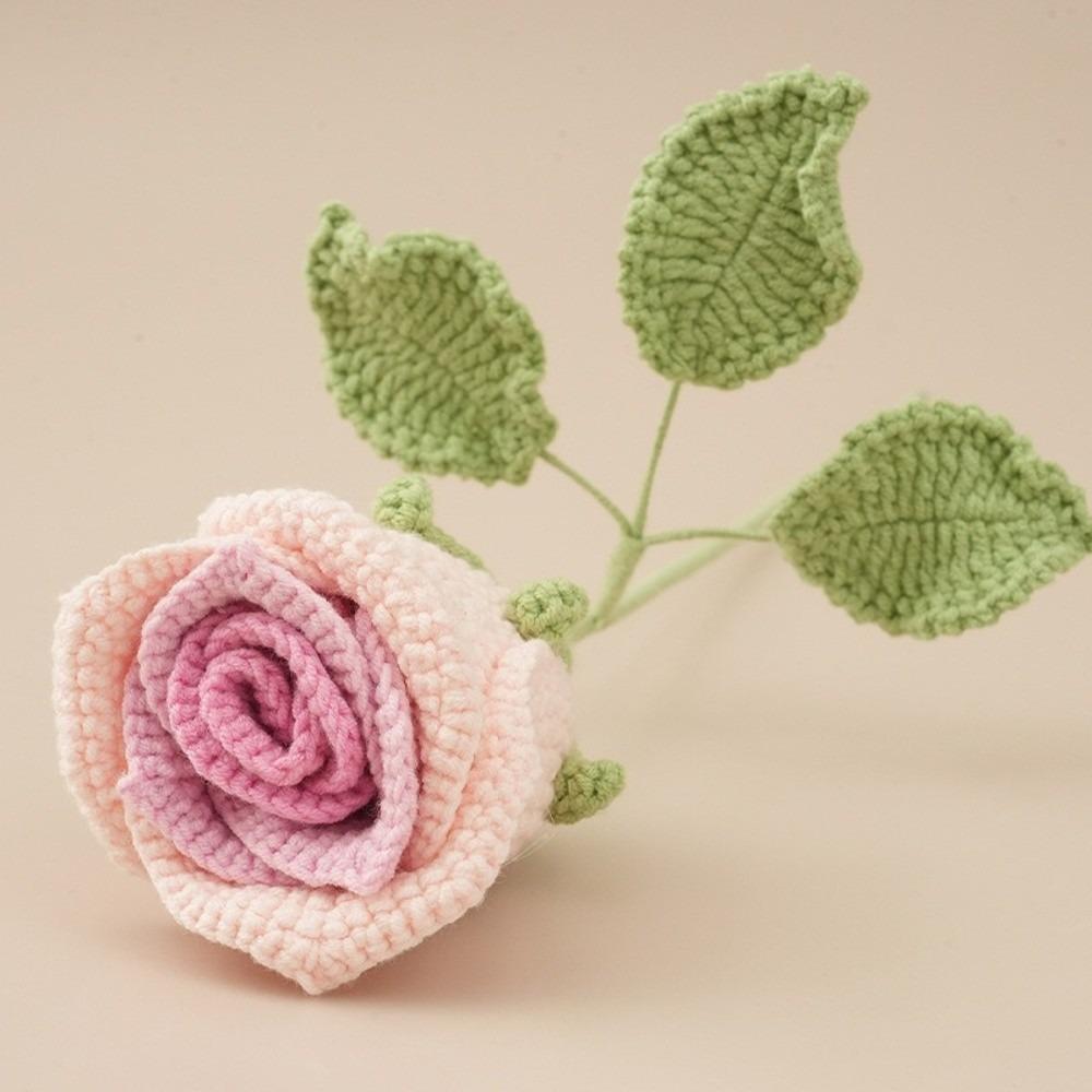 Handmade Crochet Bouquet 45cm Length Knitting Flowers Creative Crochet Flowers Wedding Gift