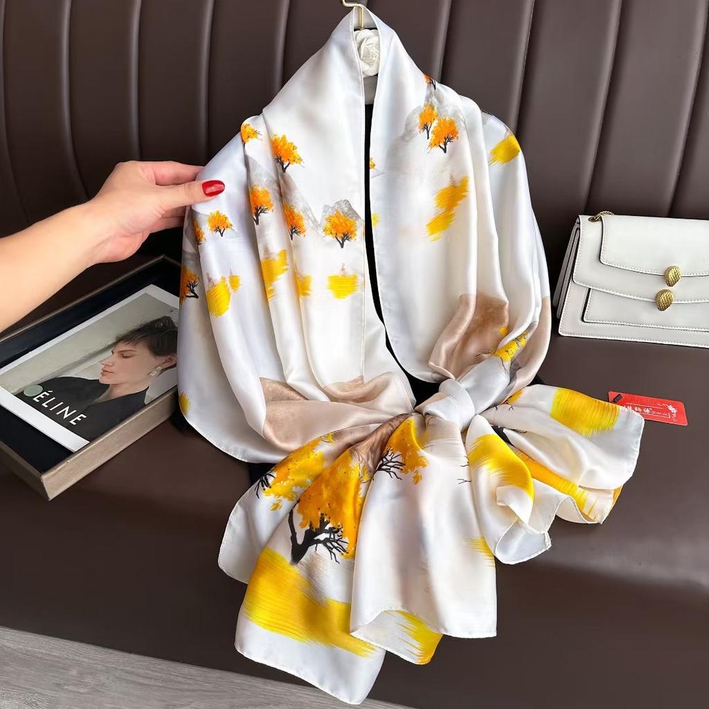 180*90cm Brand Designer Silk Scarf Female Foulard Bandana Long Shawls Wraps Winter Neck Scarves Pashmina Lady Hijab Luxury New