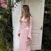 2025 Cross-border European and American Autumn New Round Neck Long-sleeved Lotus Leaf Sleeve Pleated Inner Tight Top Hip Skirt