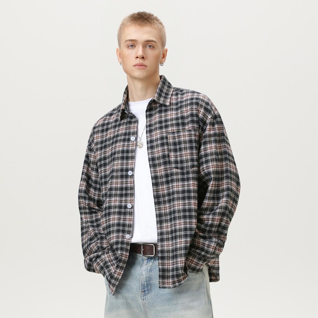 Men's Button Down Shirts Regular Fit Long Sleeve Casual Plaid Shirt for Men Vintage Soft Plaid Shirts with Pocket